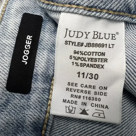 Judy Blue Light Wash Drawstring Jogger Stretch Jeans Womens 11 30 JB888691LT - Picture 5 of 7